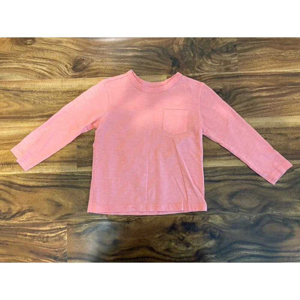Primary Long Sleeve Slub Pocket Tees, Guava & Iris, Size 3T